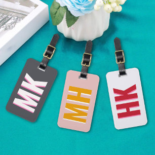 Modern Red and Pink Shadow Monogram Travel Party Luggage Tag