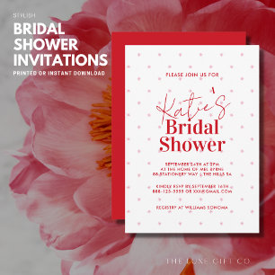 Modern Red and Pink Stars Bridal Shower Invitation