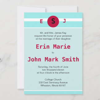Modern Red and Teal Wedding Invitation