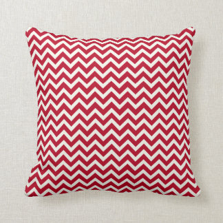 Modern Red and White Chevron Pattern Cushion