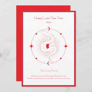 Modern Red and White Chinese New Year Holiday Card