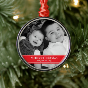 Modern Red and White Christmas Metal Tree Decoration