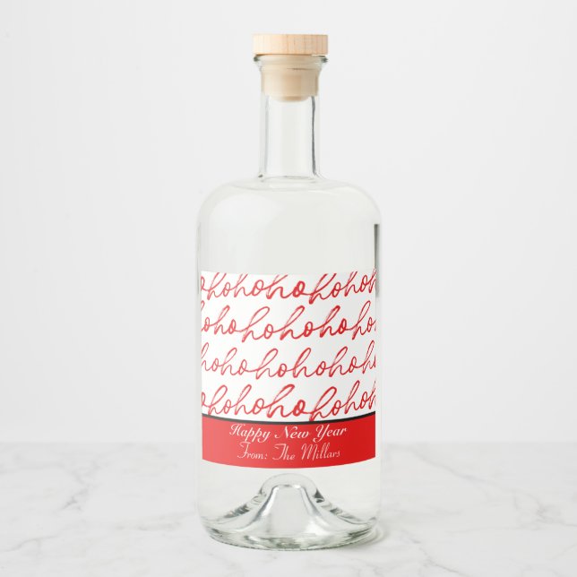 Modern Red and White Christmas Pattern  Liquor Bottle Label (Front)