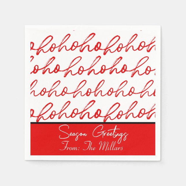  Modern Red and White Christmas Pattern  Napkin (Front)