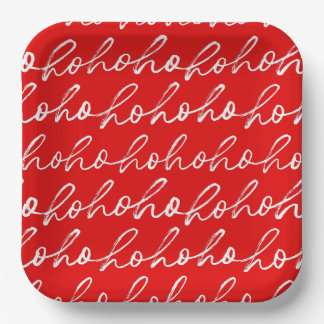 Modern Red and White Christmas Pattern Paper Plate