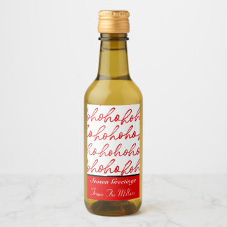Modern Red and White Christmas Pattern Wine Label