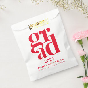 Modern Red and White Graduation Party Favour Bag