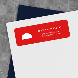 Modern Red and White House Return Address Label