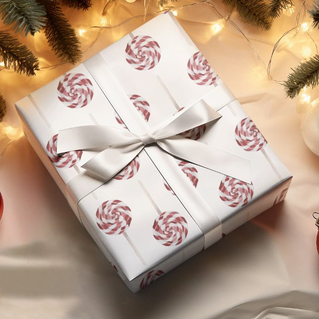 Modern Red And White Lolipop Christmas Wrapping Paper (Creator Uploaded)