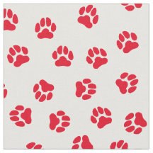 Modern Red and White Pet Paw Print Printed
