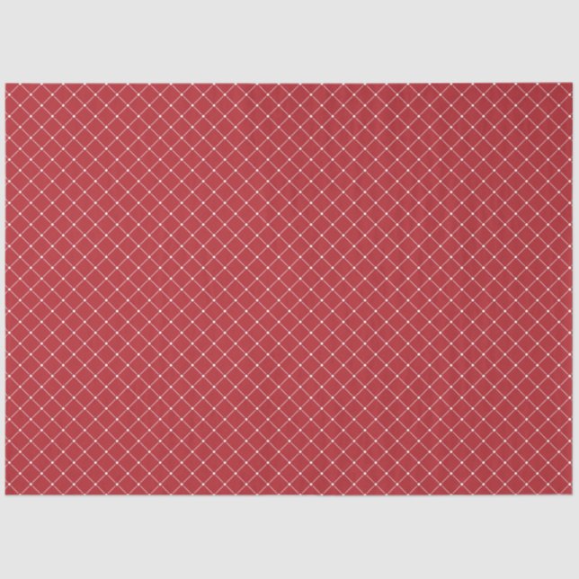 Modern Red and White Plaid Christmas Tissue Paper (Front)
