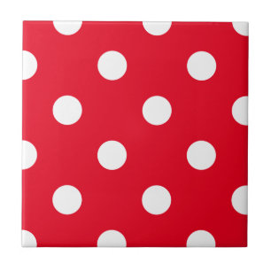 Modern red and white polka dots print custom colou ceramic tile