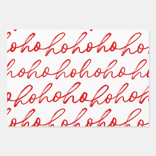 Modern Red and white Script Christmas Pattern  Wrapping Paper Sheet (Front)