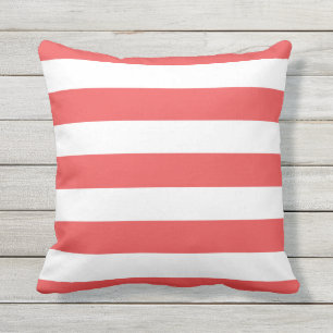 Modern Red and White Stripes Outdoor Cushion