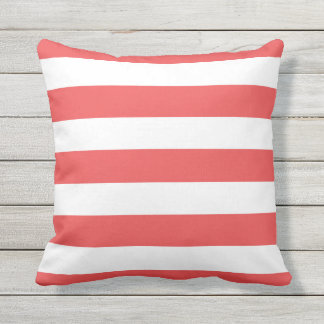 Modern Red and White Stripes Outdoor Cushion