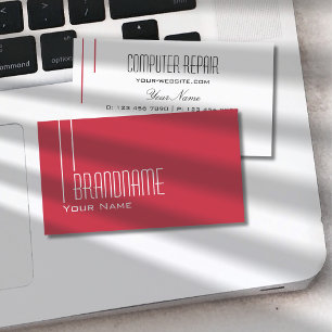 Modern Red and White Stylish Simple & Professional Business Card