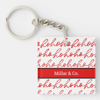 Modern Red and white Text Christmas Pattern Key Ring