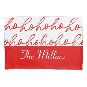 Modern Red and white Text Christmas Pattern Pillowcase