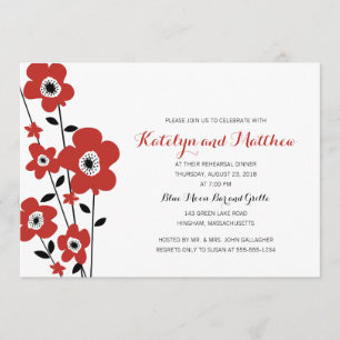 Modern Red Anemone Flower   Rehearsal Dinner Invitation