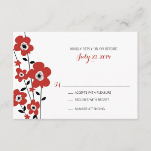 Modern Red Anemone Flower   Wedding RSVP