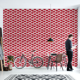 Modern Red Apple Pattern Wallpaper 2x12 Feet