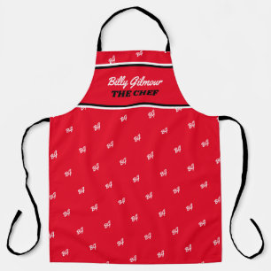Modern Red Apron with chef name