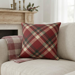 Modern Red Beige Christmas Pattern Cushion
