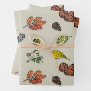 Modern Red Berry Christmas Bird Red Grey Wrapping  Paper Sheet