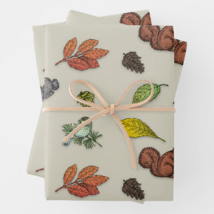 Modern Red Berry Christmas Bird Red Grey Wrapping Wrapping Paper Sheet