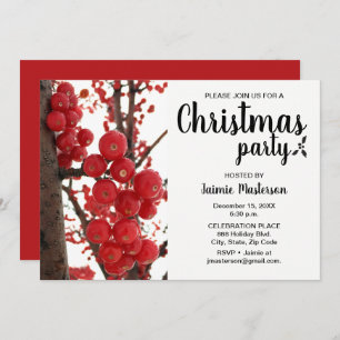 Modern Red Berry Christmas Party Invitation