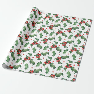 Modern Red Berry Christmas Wrapping Paper