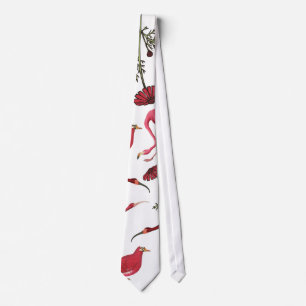 modern red bird design tie