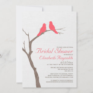 Modern Red Birds Bridal Shower Invitations