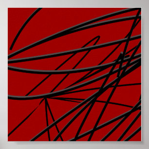 Modern Red Black Abstract Art Poster