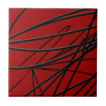 Modern Red Black Abstract Ceramic Tile<br><div class="desc">Stylish modern red and black abstract art ceramic tile features organic linear design. Perfect for contemporary style home decor</div>