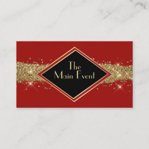 Modern Red, Black and Gold Business Card
