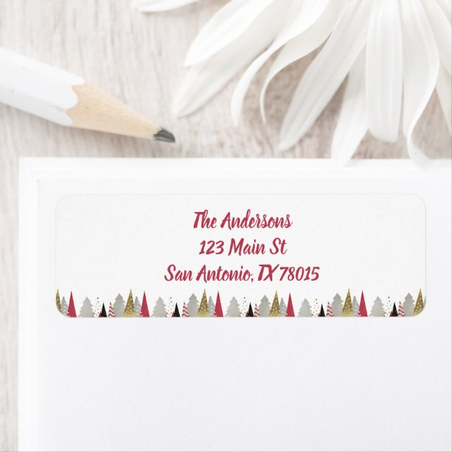 Modern Red Black Christmas Holiday Label Return Address Label (Insitu)
