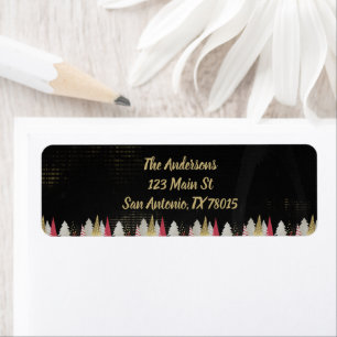Modern Red Black Christmas Holiday Return Address Label