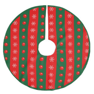 Modern Red Black Christmas Ornaments Snowflakes Brushed Polyester Tree Skirt