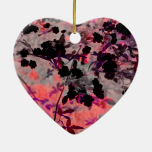 Modern red black flower asian style design art ceramic ornament