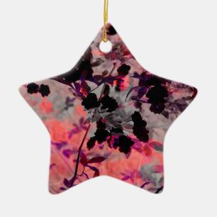 Modern red black flower asian style design art ceramic tree decoration