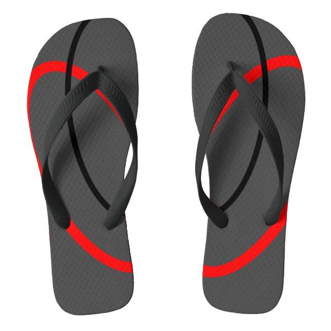 Modern Red Black Geometric Pattern Thongs (Footbed)