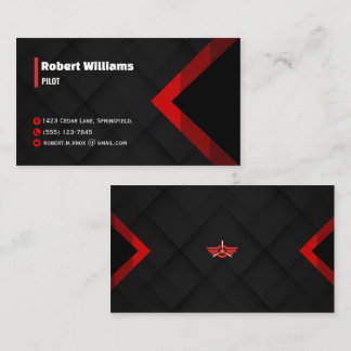 Modern Red & Black Geometric Pilot  Business Card