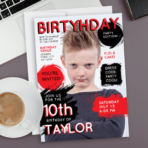 Modern Red Black Magazine Cover Fashion Newspaper  Invitation