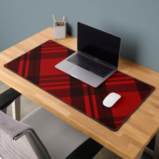 Modern Red & Black Plaid Desk Mat