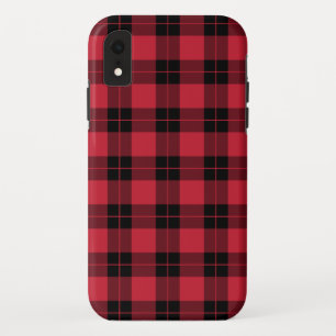 Modern Red Black Plaid Pattern iPhone XR Case