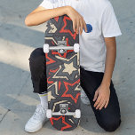 Modern Red Black Stars Cool Grunge Pattern Custom Skateboard<br><div class="desc">Modern Red Black Stars Cool Grunge Pattern Custom Skateboard features a simple grunge pattern of red,  black and cream stars. Give a custom made gift,  personalised skateboard to your favourite skateboarder for Christmas,  birthday or your BFF.  Designed by ©Evco Studio www.zazzle.com/store/evcostudio</div>