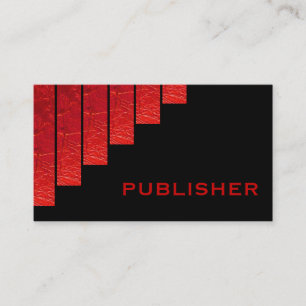 Modern red, black vertical stripes publisher business card