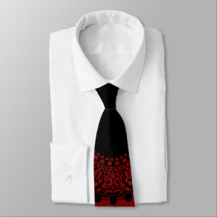 Modern Red & Black Victorian Lace Design Tie