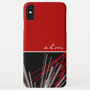 Modern Red Black & White Abstract Monogram iPhone XS Max Case